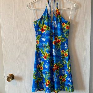 Hawaiian Print Halter Dress